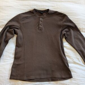 Kuhl Men's Long Sleeve Brown Henley Shirt